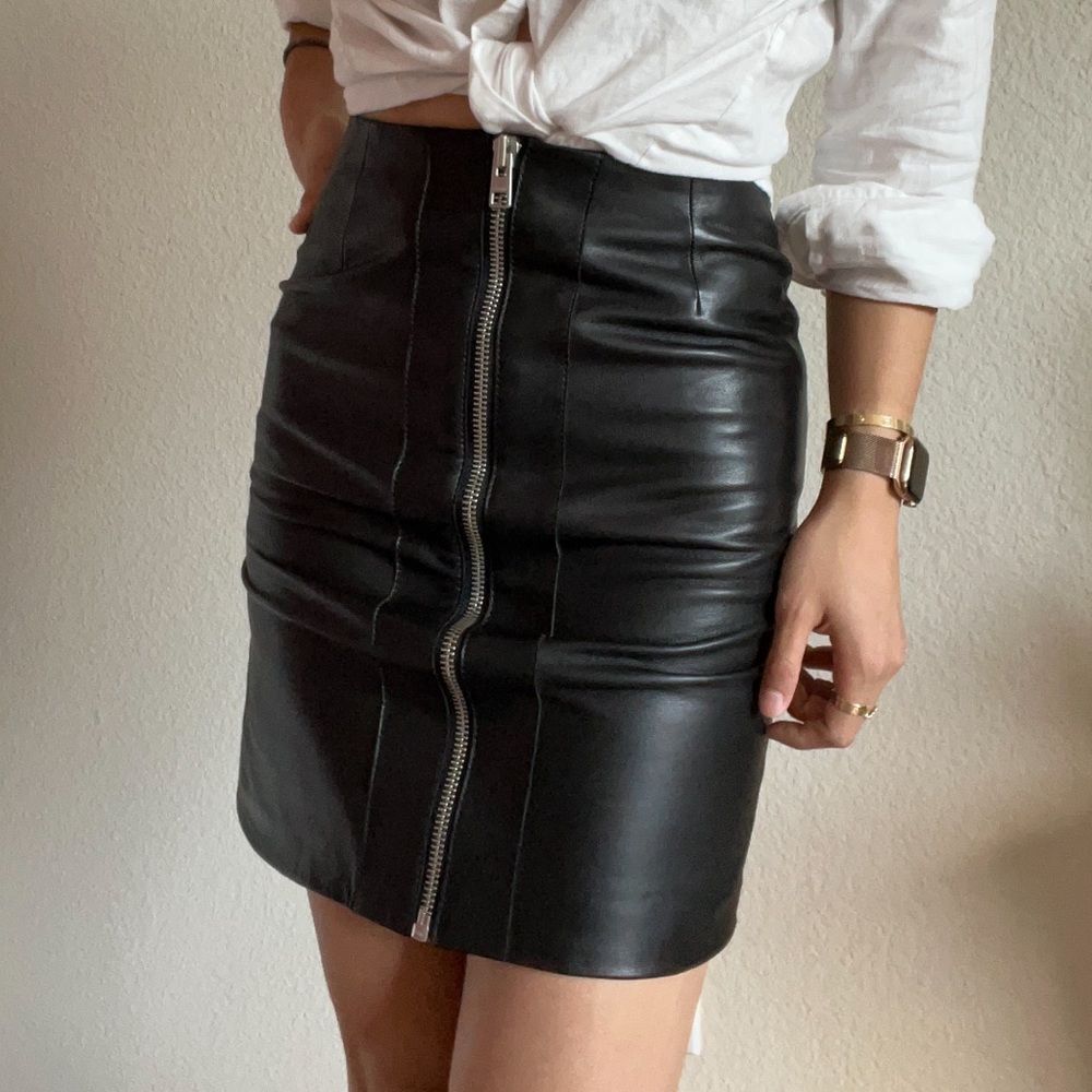 AllSaints Lucille lambskin leather pencil skirt